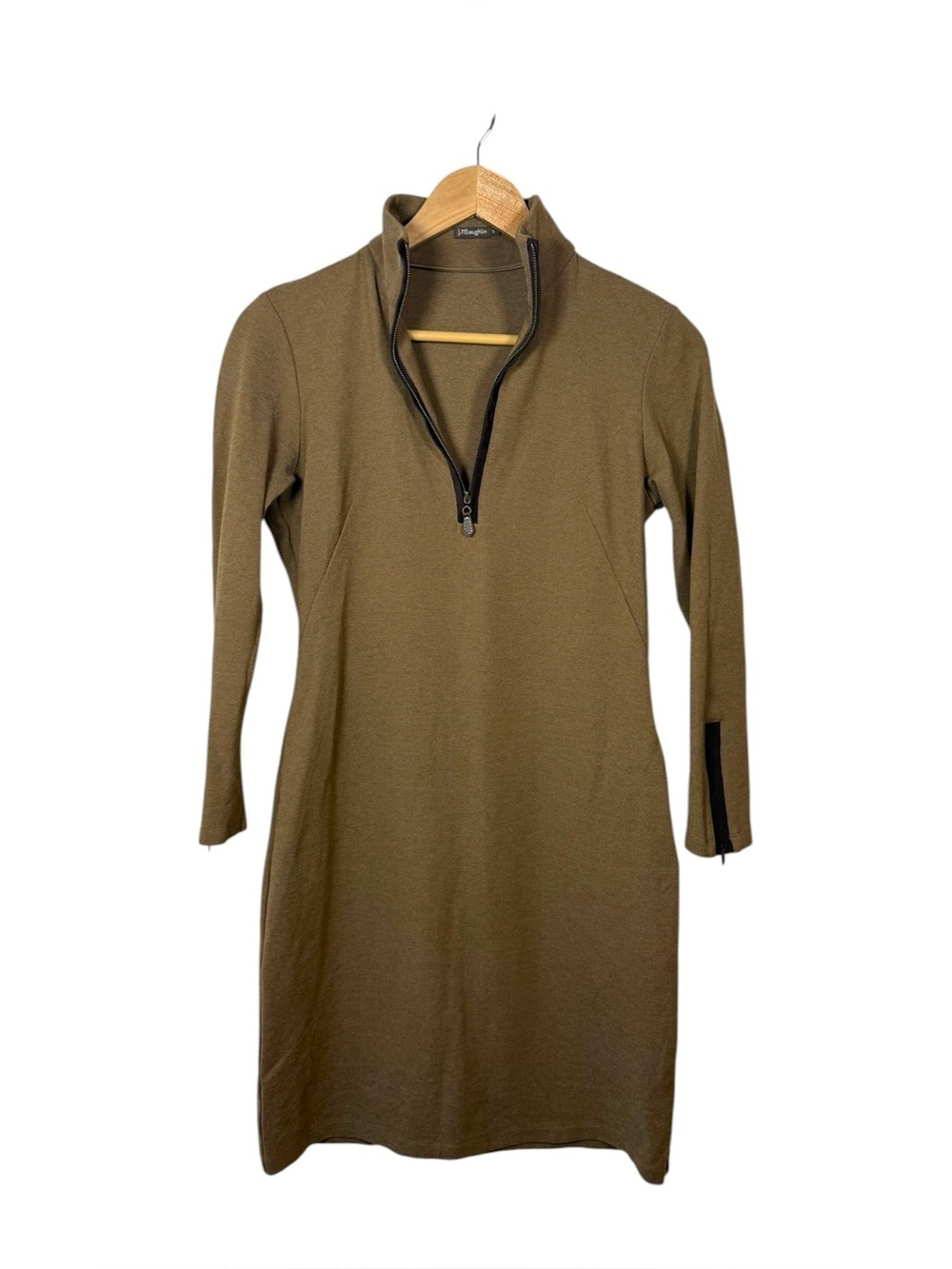 J. McLaughlin Bedford Ponte Quarter Zip Sheath Dress Brown Size S